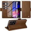 Giyer Cover per Honor 200 Lite Custodia con Vetro Temperato, Premium Pelle PU Portafoglio Slot per Scheda RFID Antifurto Funzione Supporto Flip Case, Antiurto per Honor 200 Lite 5G Cover (Marrone)