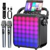 Gesnada Karaoke con 2 Microfono, Casse Karaoke Professionale Completo,Portatile Bluetooth con modalità karaoke/MIC modalità priorità/TWS/REC/EQ/FM/regolazione dei toni alti e bassi/ECHO,Supporta USB/TF/AUX