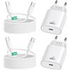 Yosou 2Pezzi Caricatore USB C e Cavo USB-C, Presa USB C 20W Ricarica Rapido Spina Carica Adattatore Muro PD Alimentatore Spinotto Caricabatterie per Samsung, USBC Caricatore per iPhone 17 16 15 Cellulare