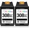 Miss Deer 308XL Nero per HP 308 308XL Cartucce Comaptibel con HP Envy 6120e 6110e 6122e 6130 6132e 6520e 6530e 6532e Stampante（2 Nero）
