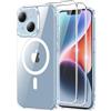 Yohii Cover Magnetica per iPhone 14 Cover per iPhone 13, Trasparente | Compatibile con MagSafe, 2 Pezzi Vetro Temperato, Protezione Militare Cadute Antigraffio Resistente all'ingiallimento