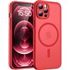 TOCOL Cover Magnetica per iPhone 12 Pro Max 6,7 Pollic, Compatibile con MagSafe, Protezione Fotocamera Integrata, Custodia Antiurto Traslucida Opaca, Rosso