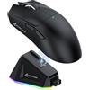 ATTACK SHARK X11 Gaming Mouse with Magnetic Charging Dock, PixArt PAW3311 Gaming Sensor, BT/2.4G Wireless/Wired Gaming Mouse, 22000 DPI, Office Mice Gamer Mice for Win11/Xbox/PS/Mac (Black)