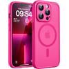 TOCOL Cover Magnetica per iPhone 13 Pro 6,1 Pollic, Compatibile con MagSafe, Protezione Fotocamera Integrata, Custodia Antiurto Traslucida Opaca, Rosa Caldo
