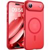 TOCOL Cover per iPhone Air, Compatibile con MagSafe, Rosso | Anello Magnetico Incorporato, Protezione Fotocamera Integrata & Tasto Fotocamera, Custodia Traslucida Opaca Antiurto Militare