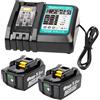 MoeuGreenBattX Batterie di ricambio da 5,0Ah per Makita 18V - Caricabatterie DC18RC | 2 batterie agli ioni di litio compatibili BL1860B BL1860 LXT-400 - Caricabatterie rapido DC18RC adatto alle batterie Makita