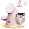 ZEEHOO Stazione di ricarica wireless 4 in 1 per Apple, caricabatterie magnetico e luce dimmerabile, caricabatterie wireless da15W per iPhone17,16,15,14,13, iWatch, Samsung Galaxy Watch