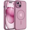 TOCOL Cover Magnetica per iPhone 15 6,1 Pollic, Compatibile con MagSafe, Protezione Fotocamera Integrata, Custodia Antiurto Traslucida Opaca, Lilla Viola