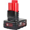 Waitley M12B6 Batteria 6,0Ah 12V per Milwaukee M12，Li-ion | Indicatore LED · Compatibile con 48-11-2401/2411/2412/2420 e con utensili 12 V per Milwaukee