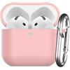 Nemteur Custodia per AirPods 5/4 (2026/2024) con Moschettone, Rosa | Case Protettiva in Silicone per AirPods 5th/4th Cover in Silicone Visibile a LED Frontale
