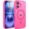 TQIAHF Cover Custodia Magnetica per iPhone 16, Rosa Rossa | 2 Pellicola Vetro Temperato Protezione Schermo Compatibile con Magsafe Militare Antiurto Sottile Opaca Telefono Case