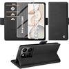 Giyer Cover per Honor 400 Smart Custodia con Vetro Temperato, Premium Pelle PU Portafoglio Slot per Scheda RFID Antifurto Funzione Supporto Flip Case, Antiurto per Honor 400 Smart 5G Cover (Nero)