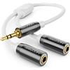 deleyCON Splitter Audio Y 0,20 m - Aux 3,5 mm su 2 prese 3,5 mm - Adattatore Stereo Y
