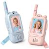 CNAPXAIA Walkie Talkie Bambini Video, Videochiamata Senza Internet e Senza App, Connessione Automatica, Selfie Emoji Messaggi Vocali, Gioco Interattivo Bambini 3-10 Anni Regalo Blu/Rosa
