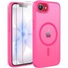 TQIAHF Cover Custodia Magnetica per iPhone 16e / iPhone 17e, Rosa Rossa | 2 Pellicola Vetro Temperato Protezione Schermo Compatibile con Magsafe Militare Antiurto Sottile Opaca Telefono Case