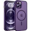 TOCOL Cover Magnetica per iPhone 12 Pro Max 6,7 Pollic, Compatibile con MagSafe, Protezione Fotocamera Integrata, Custodia Antiurto Traslucida Opaca, Viola Intenso