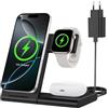 WATOE Stazione di Ricarica Magnetica 3 in 1, Compatibile MagSafe | Caricatore wireless per iPhone 17/16/15/14/13/12, Apple Watch, AirPods, ricarica simultanea, magnetico, pieghevole, viaggio