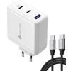 NOVOO GaN - Caricatore USB C da 120 W, 3 porte, con cavo USB C da 100 W, alimentatore multiplo per MacBook Pro, iPhone 16 Pro Max, 16, PPS, Samsung Galaxy S25 S24 Ultra