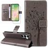 Dcjlbo Cover per Samsung Galaxy A56 5G Custodia Antiurto-Grigio | Portafoglio con Pellicola Vetro Temperato Porta Carte Disegni Supporto,Leggera a Libro Pelle Flip,Antiscivolo Libretto Case