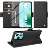 Giyer Cover per Honor 400 Lite Custodia con Vetro Temperato, Premium Pelle PU Portafoglio Slot per Scheda RFID Antifurto Funzione Supporto Flip Case, Antiurto per Honor 400 Lite 5G Cover (Nero)