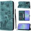 LSPCASA Cover per Samsung Galaxy A37 Custodia Cover Premium Pelle PU Portafoglio a Libro Flip Case Con Slot Per Schede e Funzione Supporto Gatto farfalla Case per Samsung Galaxy A37 Verde