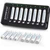 POWEROWL Batterie Ricaricabili AAA, 16 Pezzi 1000 mAh Batterie 1,2V Ni-MH 1200 cicli Alta Capacità con Caricabatterie 8 Slot (Ricarica Rapida USB, Slot Indipendente)