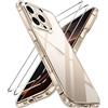 iVoler Cover Chiaro per iPhone 16 Pro con 2 Pezzi Pellicola Vetro Temperato, [Antiurto di Grado Militare][Protezione Fotocamera] Custodia Trasparente Sottile Anti-Ingiallimento Case - Trasparente