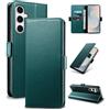 Yunubeyii Cover Libro per Samsung Galaxy S25 FE,Verde | Blocco RFID,Luxury PU Pelle,Portafoglio,Card Holder,Magnetic Phone Custodia,Kickstand,Protettiva,Antiurto