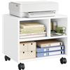 WOLTU Carrello Porta Stampante con 3 Scomparti Aperti, Mobiletto con Ruote | In Legno, per Documenti, Studio, Ufficio, 40x30x35 cm, Bianco