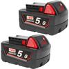 Powarobor 2 Pezzi M18 B5 18V 5,0 Ah di ricambio batteria compatibile con Milwaukee 18 V 48-11-1850, per batterie M18 48-11-1850 48-11-1860 48-11-1862