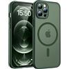 TOCOL Cover Magnetica per iPhone 12 Pro Max 6,7 Pollic, Compatibile con MagSafe, Protezione Fotocamera Integrata, Custodia Antiurto Traslucida Opaca, Verde Alpino