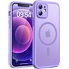 TOCOL Cover Magnetica per iPhone 12 6,1 Pollic, Compatibile con MagSafe, Protezione Fotocamera Integrata, Custodia Antiurto Traslucida Opaca, Viola Chiaro