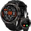 KOSPET Tank T4C Smartwatch Uomo Rugged con Torcia Integrata, 5 ATM & IP69K | GPS a 6 Satelliti, Batteria 15 Giorni, Monitor Sonno e Frequenza Cardiaca, 170+ Modalità Sportive per Android & iPhone, Nero