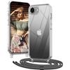 OLEPHY Trasparente Cover con Cordino per iPhone 17e e 16e 6,1'', Grigio | Custodia con Regolabile e Rimovibile Collana, Protezione Completa [Antiurto] [AntiGraffio] Case con Laccio Tracolla,