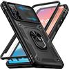 Giyer Cover per Samsung Galaxy A52 5G Custodia con Vetro Temperato, Antiurto Grado Militare 360° Anello Supporto Armor Bumper Case, Antiurto per Samsung A52 5G Cover (Nero)