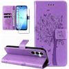 Dcjlbo Cover per Samsung Galaxy A17 4G/5G Custodia Antiurto-Viola | Portafoglio con Pellicola Vetro Temperato Porta Carte Disegni Supporto,Leggera a Libro Pelle Flip,Antiscivolo Libretto Case