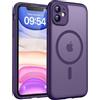 TOCOL Cover Magnetica per iPhone 11 6,1 Pollic, Compatibile con MagSafe, Protezione Fotocamera Integrata, Custodia Antiurto Traslucida Opaca, Viola Intenso