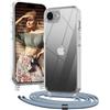 OLEPHY Trasparente Cover con Cordino per iPhone 17e e 16e 6,1'', Blu | Custodia con Regolabile e Rimovibile Collana, Protezione Completa [Antiurto] [AntiGraffio] Case con Laccio Tracolla,