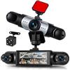 Rimoody Dash Cam Auto 4 Telecamere Auto, Dashcam 3.16 Pollici, Visione Notturna Integrata, Rilevamento Movimento Sensibile, Modalità Parcheggio 24/7,Assistente Parcheggio, Registrazione a Ciclo