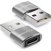 deleyCON Adattatore USB C (2 Pezzi) Presa C a Spina A - per Cavo di Ricarica Cavo Dati Caricabatterie - per iPhone 17 16 15, iPad, Airpods, Watch, Galaxy S25/S24, PC, Tablet, Notebook - Argento