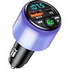 Mohard Trasmettitore FM Bluetooth 5.3 per Auto, PD 30W & QC3.0 18W Ricarica | Bluetooth Vivavoce Auto con Musica/Hi-Fi/Luce, Veloce Caricabatterie GPS Dispositivo Macchina Accendisigari Adattatore