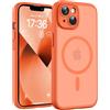 TOCOL Cover Magnetica per iPhone 13 6,1 Pollic, Compatibile con MagSafe, Protezione Fotocamera Integrata, Custodia Antiurto Traslucida Opaca, Arancione