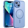 TOCOL Cover Magnetica per iPhone 13 6,1 Pollic, Compatibile con MagSafe, Protezione Fotocamera Integrata, Custodia Antiurto Traslucida Opaca, Blu Chiaro