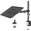 REDBAT Supporto Monitor e Laptop da Tavolo Doppio per Monitor da 13-32 Pollici e fino a 16 Pollici - Braccio con Vassoio per Laptop, Capacità Fino a 8kg per Braccio, VESA 75/100mm