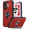 LeYi Cover per Samsung Galaxy A16 / A26 / A17 5G con Vetro Temperato [2 Pack],Custodia con Protezione Fotocamera [Slidable] Antiurto Grado Militare Magnetico Anello Supporto TPU Bumper Case, Rosso