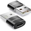 deleyCON Adattatore USB C (2 Pezzi) Presa C a Spina A - per Cavo di Ricarica Cavo Dati Caricabatterie - per iPhone 17 16 15, iPad, Airpods, Watch, Galaxy S25/S24/S23, PC, Tablet, Notebook - Nero