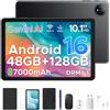 Luzglo P10 Android 16 Tablet 10 Pollici, 48GB RAM+128GB ROM/2TB TF, Gemini AI, 90Hz, 7000mAh, WiFi 5, Face ID, OTG, Jack 3,5 mm, Widevine L1, Tablet con Tastiera e Penna, Nero