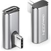 deleyCON Adattatore USB-C Angolo 90 Gradi (2 Pezzi) 40Gbps, 240W, 8K60Hz, Alloggiamento in Alluminio, Spina di Tipo C a Presa Compatibile con Smartphone Tablet Laptop Notebook PC Switch Eccetera.