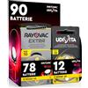 Udivita 90 Batterie per Apparecchi Acustici Misura 10 PR70 Gialle Zinco-Aria Phono Pulse Technology in 15 Blister da 6 Pile - 90 Batterie: 78 Rayovac + 12 Udivita
