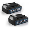 MoeuGreenBattX Batteria di ricambio per Makita 12v: Batteria agli ioni di litio da 2,5Ah per Makita BL1021B BL1015 BL1020B BL1041B BL1016 197396-9 632F59-1 (2 pezzi)